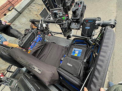 Dejero EnGo in a backpack in a remote production setup