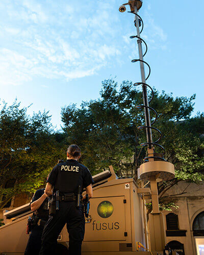 Dejero GateWay was deployed onboard a FUSUS/Compass Security Solutions mobile surveillance trailer