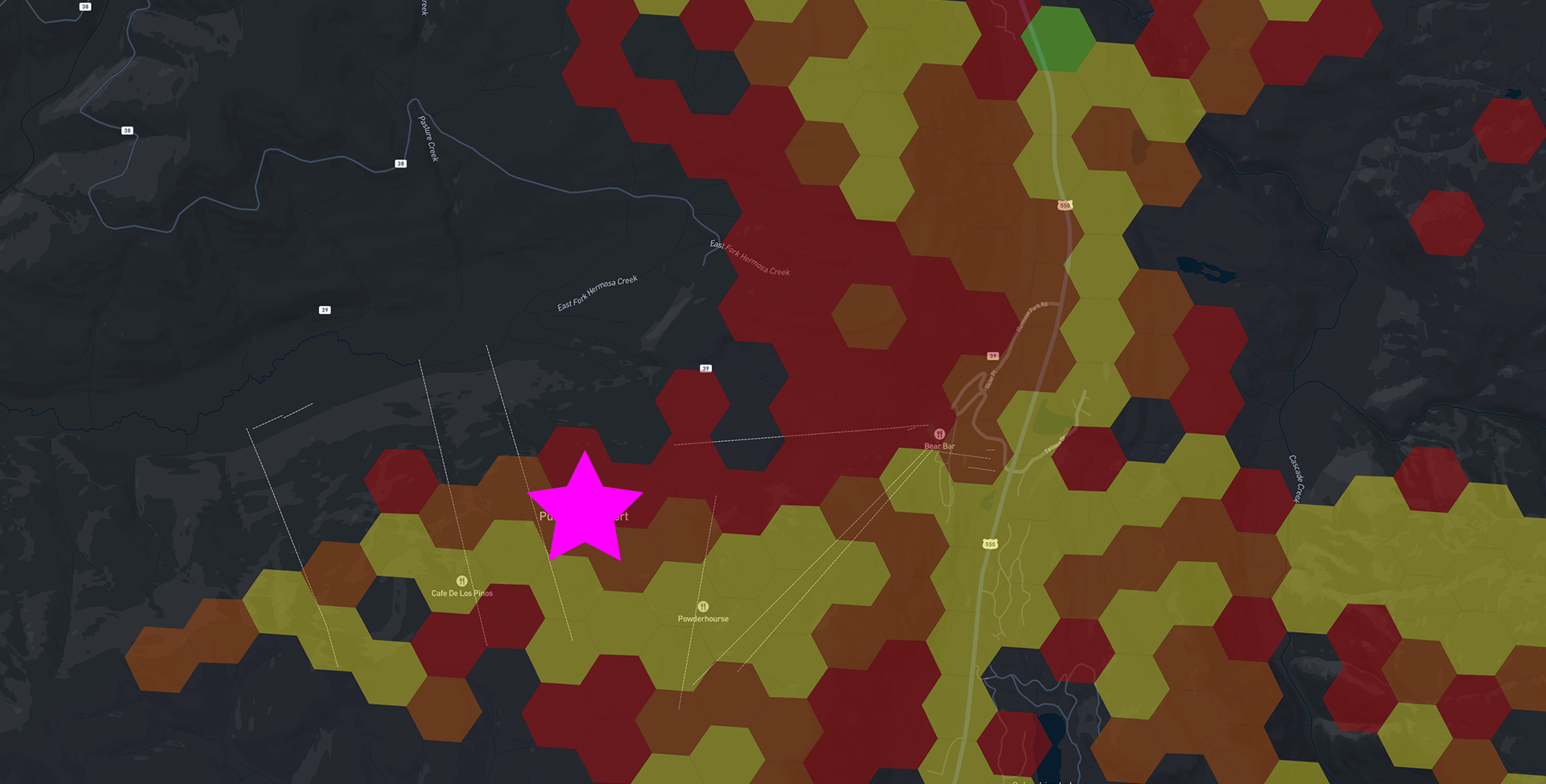 Cellular Heat Map around the Purgatory Ski Resort