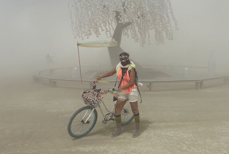 Cyclist in the middle of a dust storm